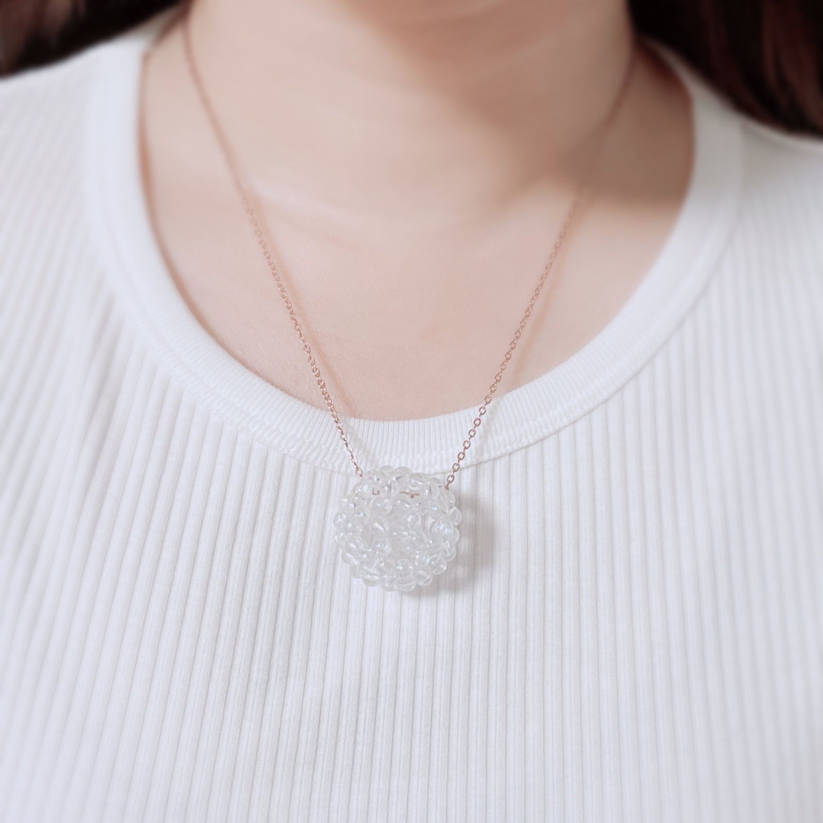 Feminine chain Necklace-Rainbow Aqua aura- フラーレン チェーン