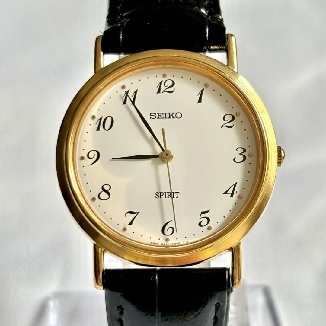 【美品/新品電池】 SEIKO SPIRIT メンズ 腕時計 ゴールド 展示品/新品電池】 SEIKO スピリット メンズ 腕時計 ゴールド 新品ベル