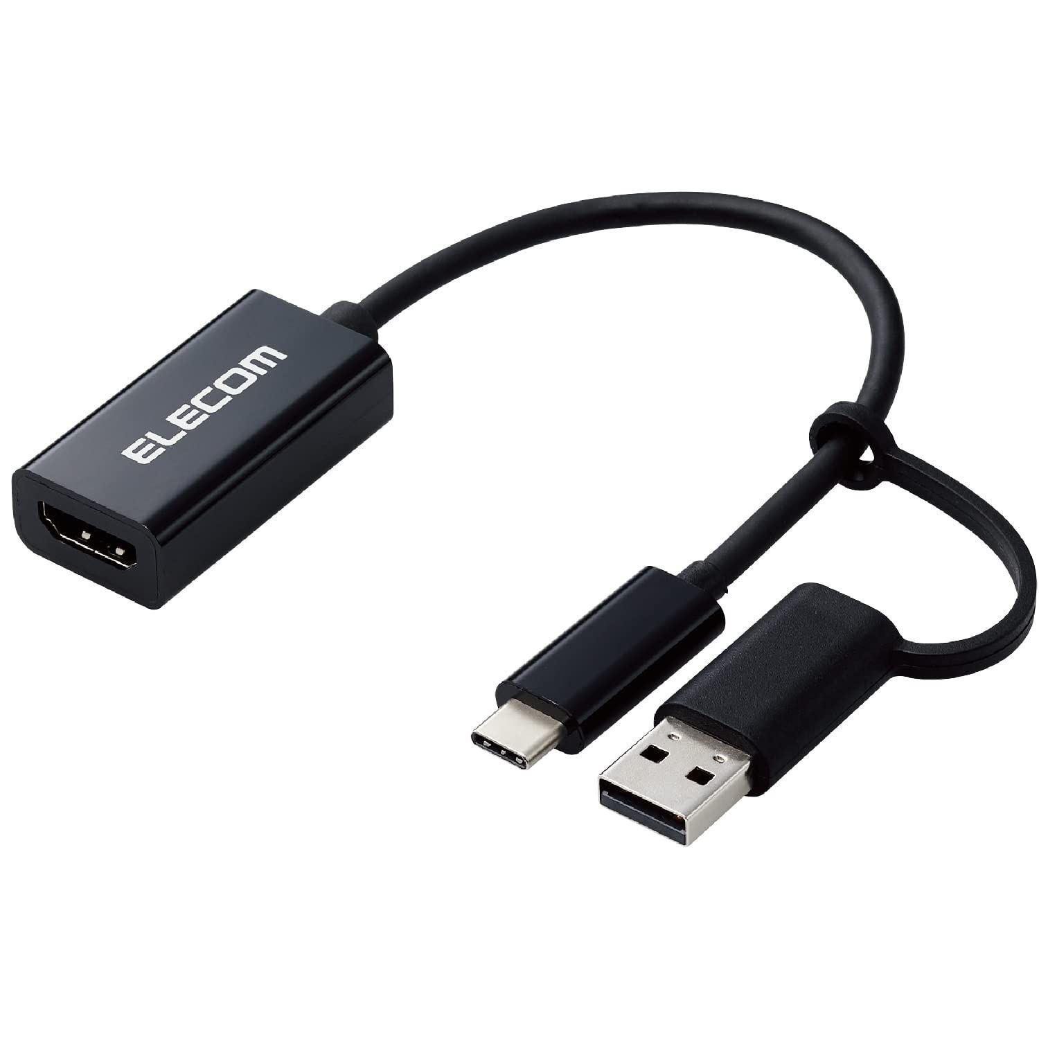 エレコム ELECOM HDMI キャプチャーユニット HDMI to USB-A | USB-C 4K 3840×2160 |30Hz HDMI非認証 HDMI変換ケーブル ブラック AD-HDMICAPBK 1 キャプチャーユニット 単品