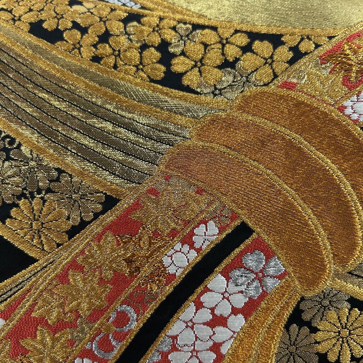 SO-350 袋帯 六通 正絹 束熨斗 縁起の良い柄行 金銀糸 美品 長尺 SO-350 袋帯 六通 正絹 束熨斗 縁起の良い柄行 金銀糸 美