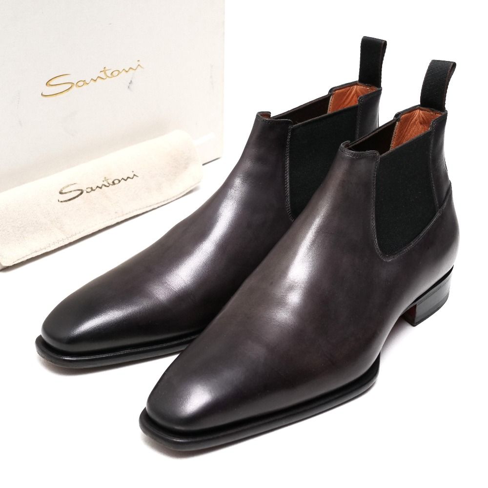 Santoni サントーニ ブーツ サイズ7 1|2 サイドゴア ブーツ レザー アンクル 靴 イタリア製 ブランド古着 20250512|RA4797