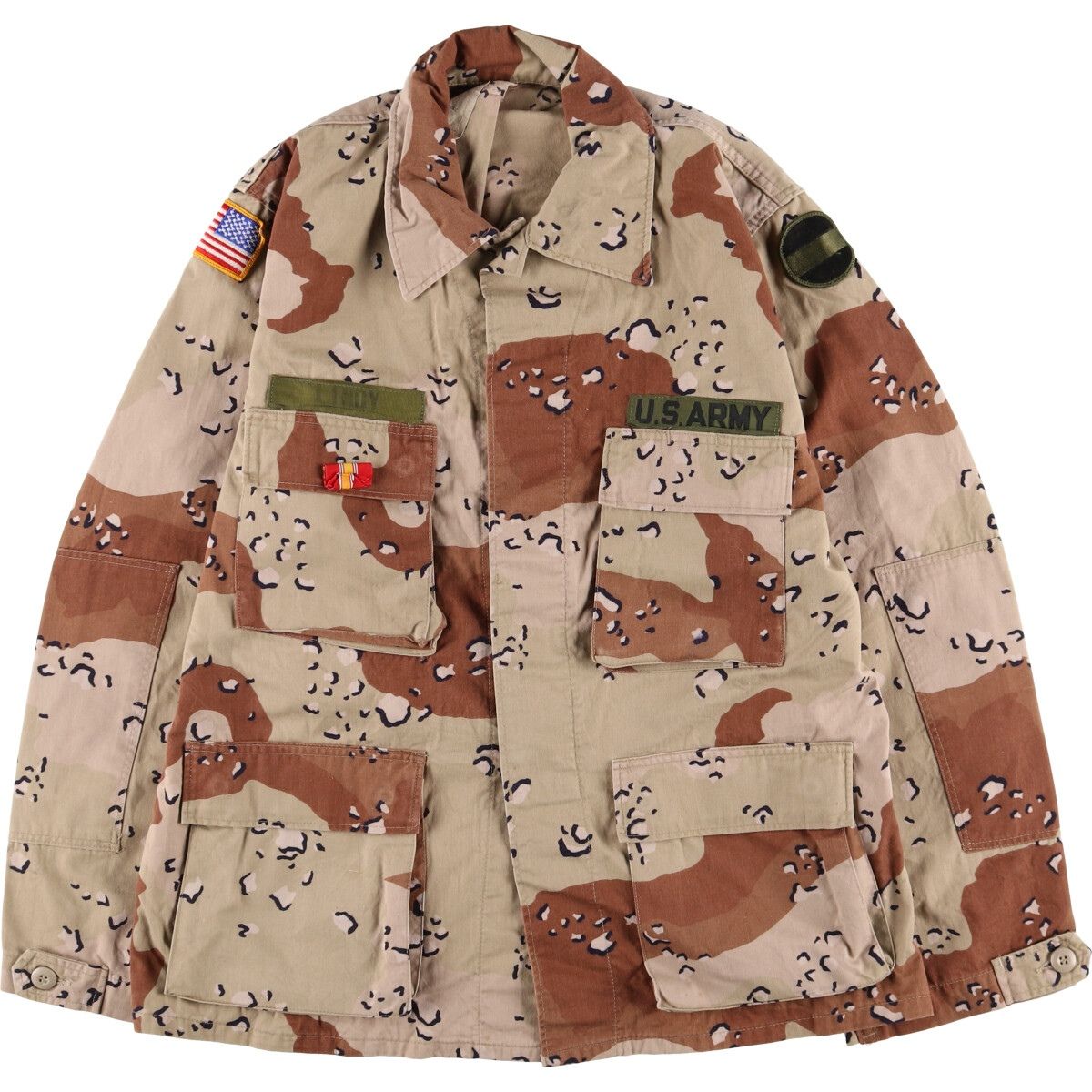 古着 米軍実品 80年代 迷彩柄 6C デザートチョコチップカモ B.D.U ミリタリージャケット USA製 MEDIUM-REGULAR メンズM相当/eaa514210
