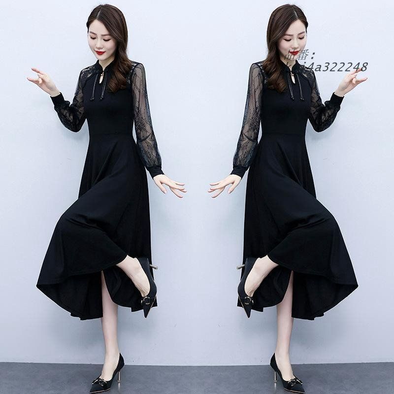 パーティードレス 結婚式 40代 20代 ロング丈 袖あり お呼ばれ 上品 大きいサイズ マキシワンピース フォーマルドレス 韓国風 謝恩会 着痩せ 長袖 二次会 披露宴 kni4a322248