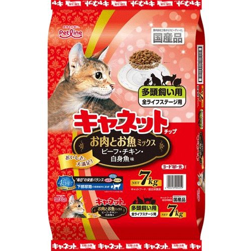 ペットライン キャネットチップ お肉とお魚ミックス 7kg×4袋