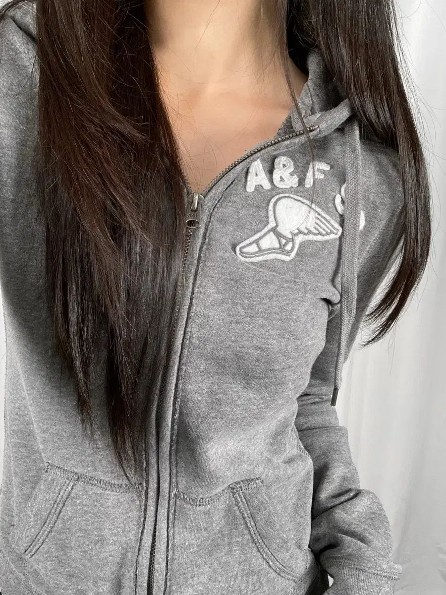 Abercrombie & Fitch グレー ジップアップパーカー M Abercrombie