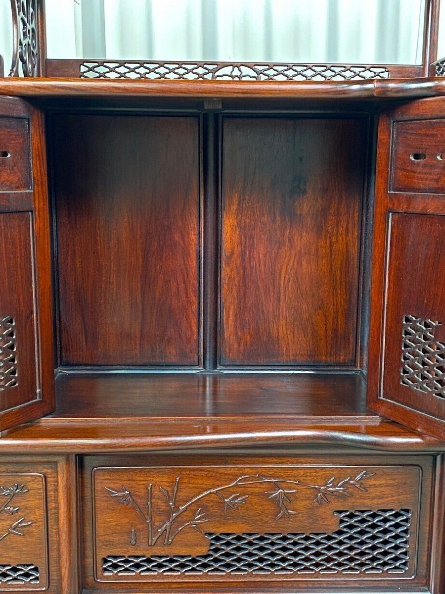 GT76 唐木家具 花梨材 総無垢 飾り棚 違い棚 茶棚 茶 タンス