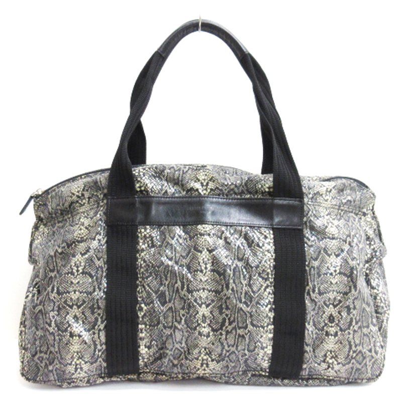 ブルーノ ピアッテリ BRUNO PIATTELLI パイソン柄 ボストンバッグ セミショルダー グレー系 ■GY99