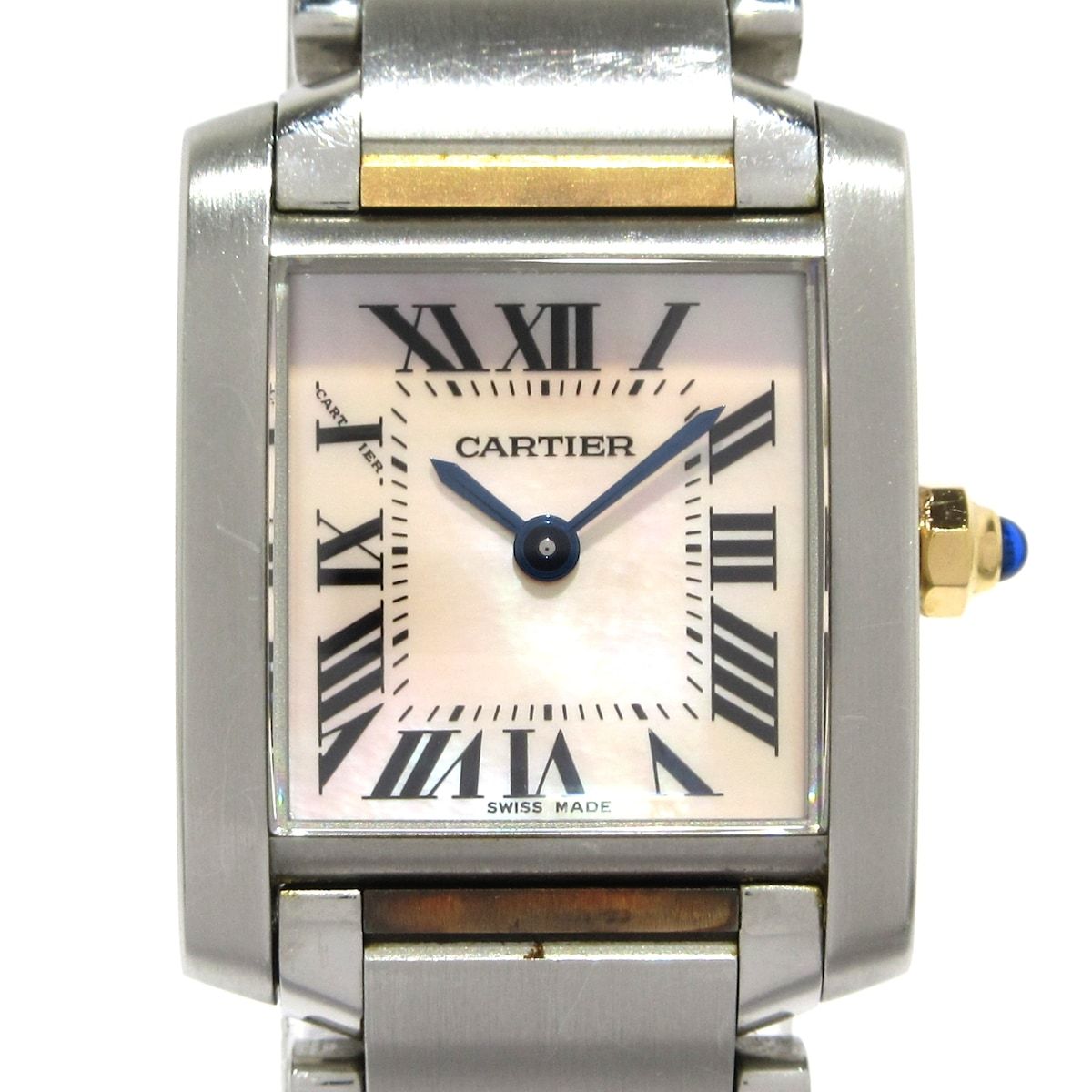 Cartier カルティエ 腕時計 タンクフランセーズSM W51027Q4 レディース SS×K18PG|シェル文字盤 ピンクシェル