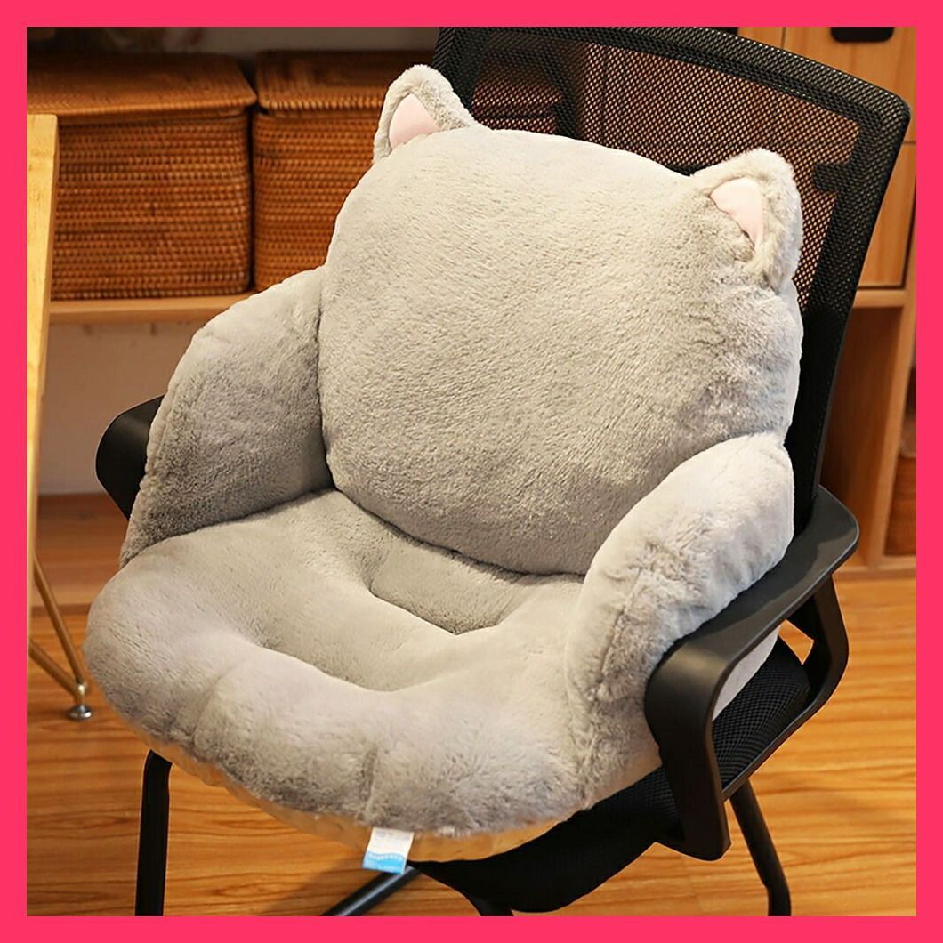 ２個セット 猫のチェアクッション☆　椅子 クッション 座椅子 猫 グレー 椅子 クッション 座椅子 猫 グレー キャット ぬいぐるみ 抱き枕 椅子