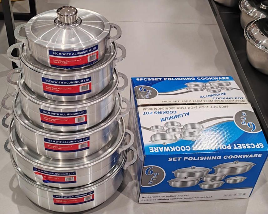 Heavy Aluminum Potセット砂光鍋6個セットアルミ鍋スープ鍋器具セット