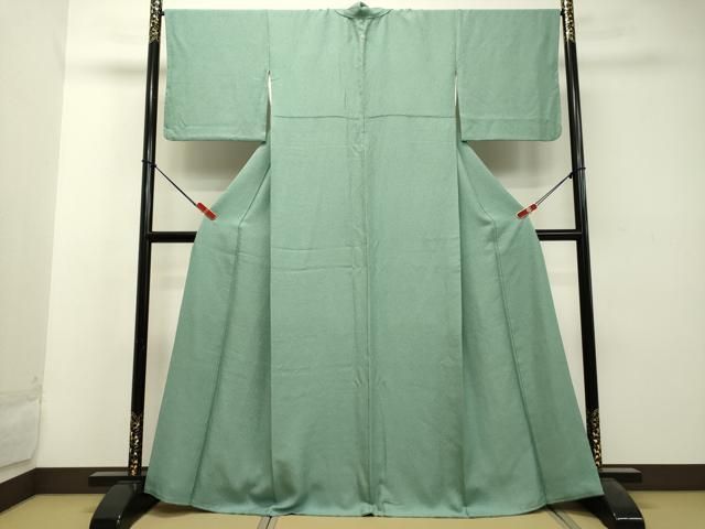 平和屋着物○上質な色無地 霞地紋 青竹色 正絹 逸品 DAAU0628tw
