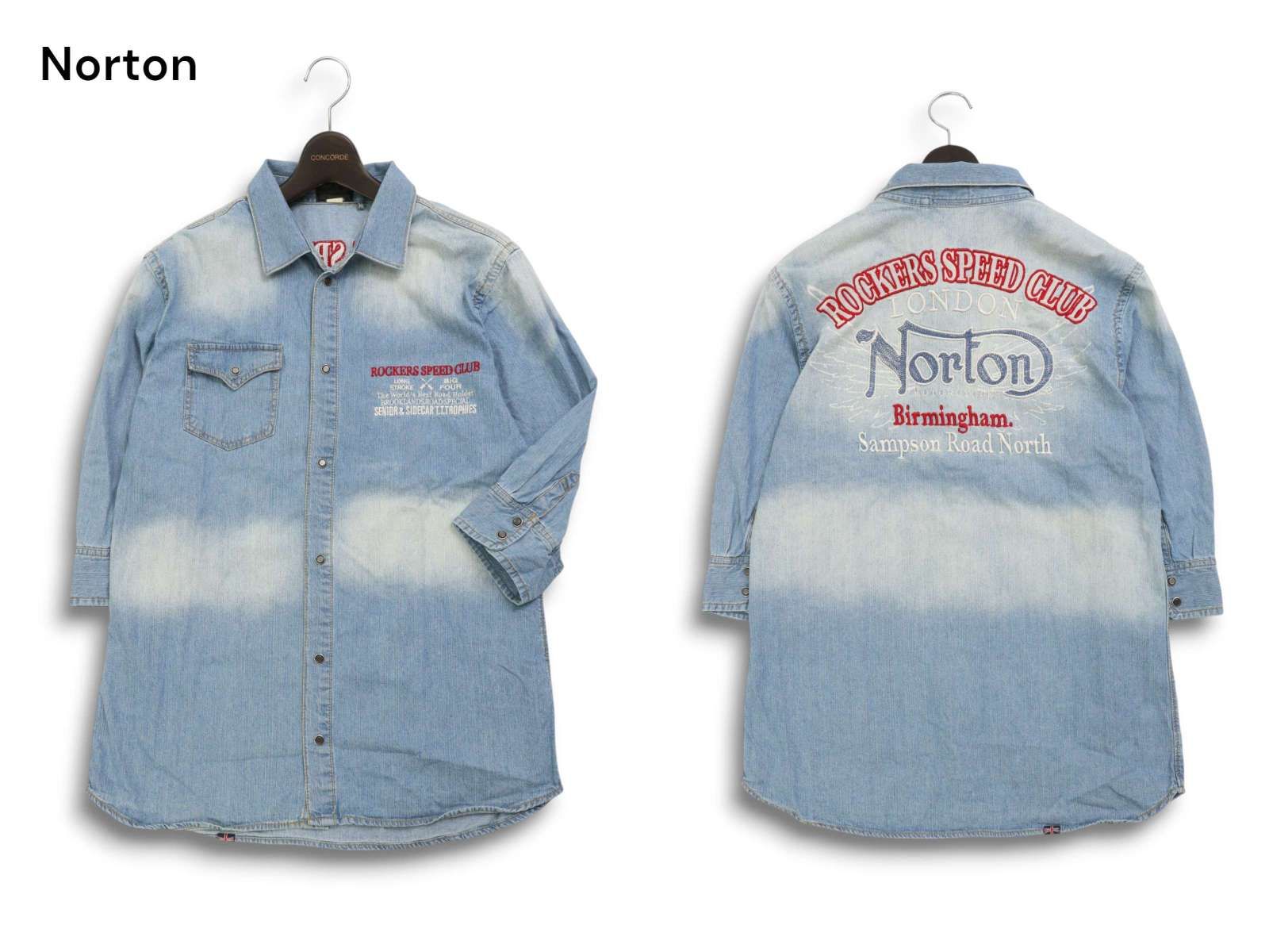 HOT，安い ☆未使用・メンズ☆Norton ノートン ロゴ刺繍 USED加工 デニムジャケット M