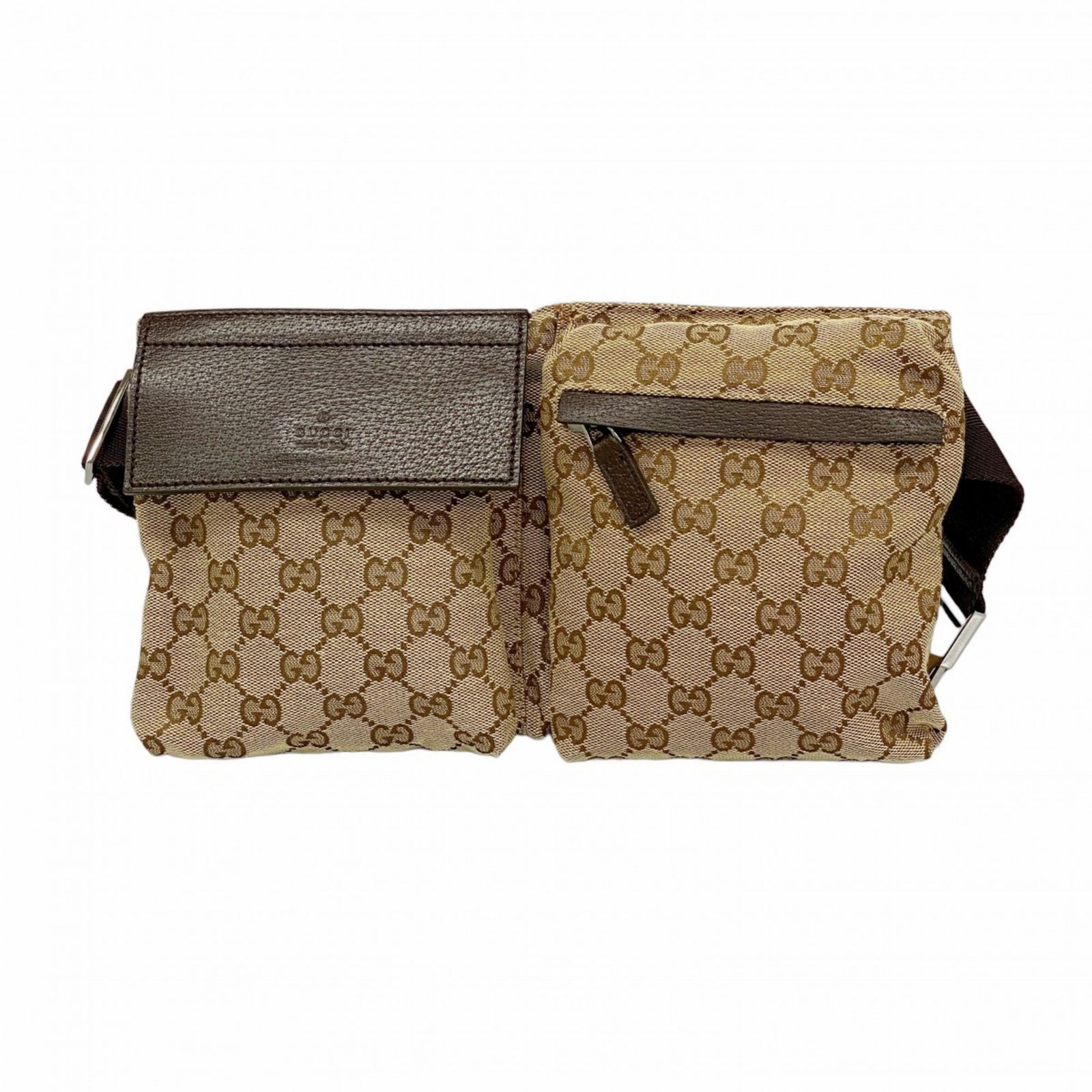 グッチ Gucci グッチ ウエストバッグ GGキャンバス 28566 キャンバス ベージュ ブラウン メンズ レディース