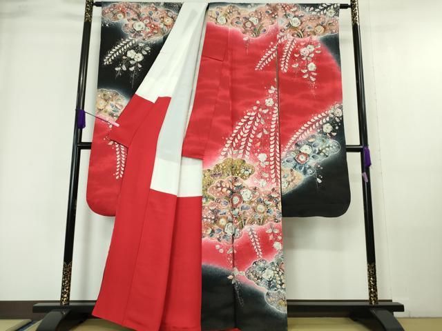 平和屋本店■極上　越後十日町の一流染匠　桐屋・翠山工房　振袖　辻が花　暈し染め　銀通し地　逸品　DZAA6207kh5 平和屋本店□極上 越後十日町の一流染匠 桐屋・翠山工房 振袖 辻が花