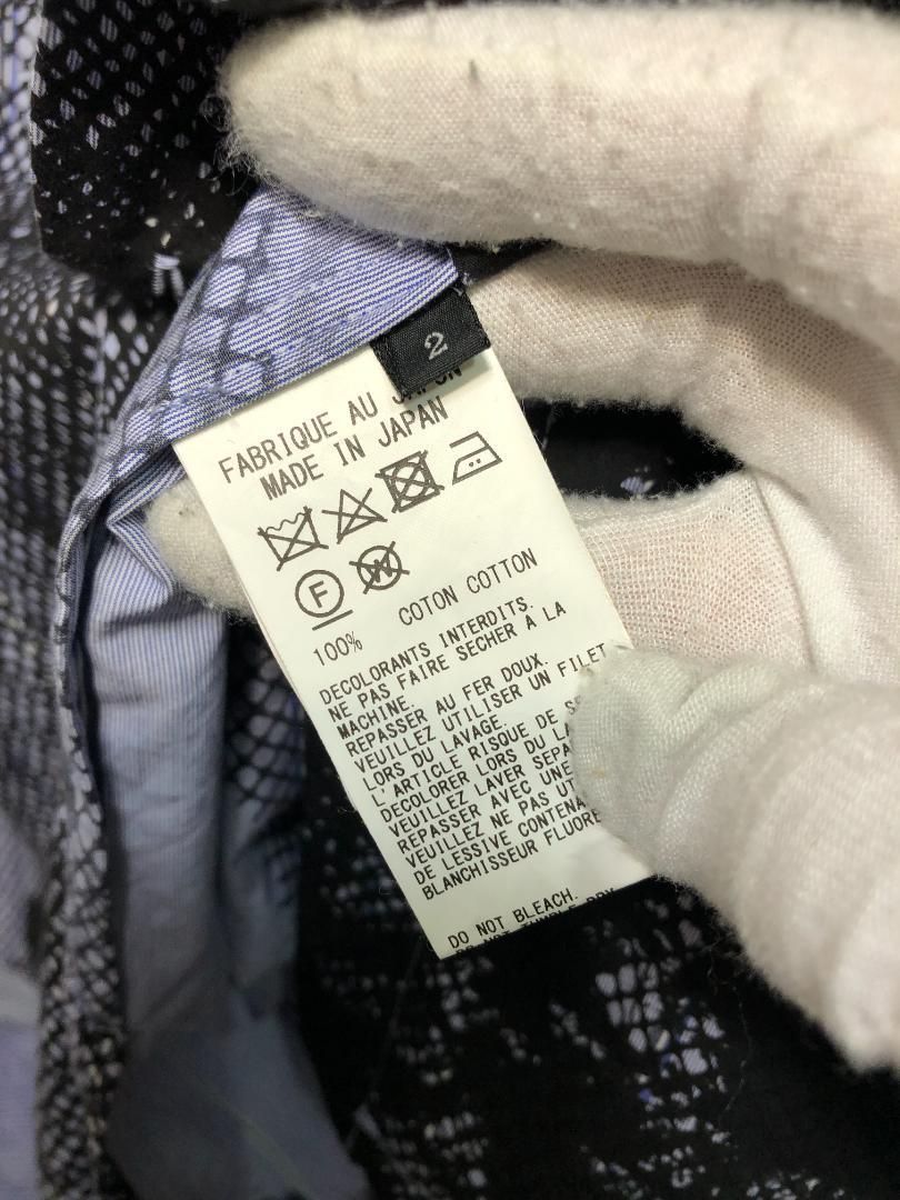 017002 Y s COTTON STRIPE TULLE PAINT PATTERN BIG SHIRT ONE-PIECE 2 半袖 ストライプ ビッグ シャツ ワンピース メンズ レディース ワイド ロング ワイズ yohji yamamoto