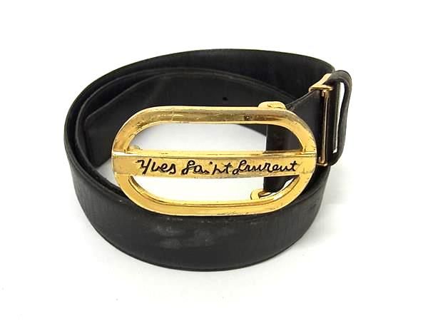 未使用級✨YSL イヴサンローラン ベルト ロゴ ゴールド金具 ブラック タグ付 bab0d887d9f7fdbbe96669aad9fc39