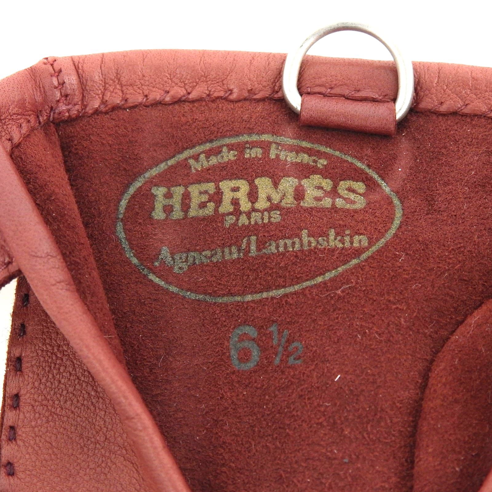 美品△HERMES エルメス ラムレザー セリエボタン パンチング  