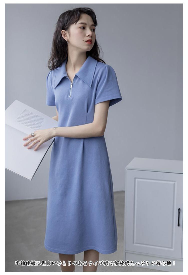 ポロワンピース 青 半袖 ラコステ LACOSTE SPORT ワンピース ポロワンピース 半袖 40 青