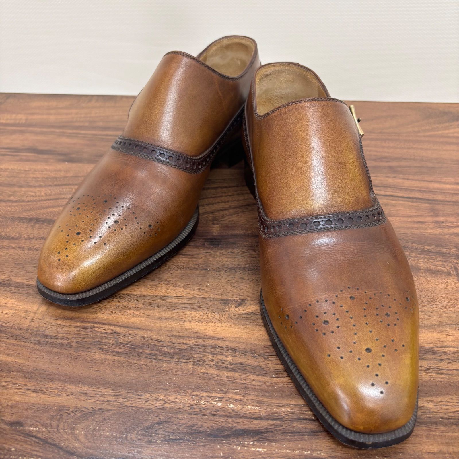 ◎Berluti ベルルッティ ビジネスシューズ シューズ メンズ サイドシングル モンクストラップ レザー ブラウン 25㎝