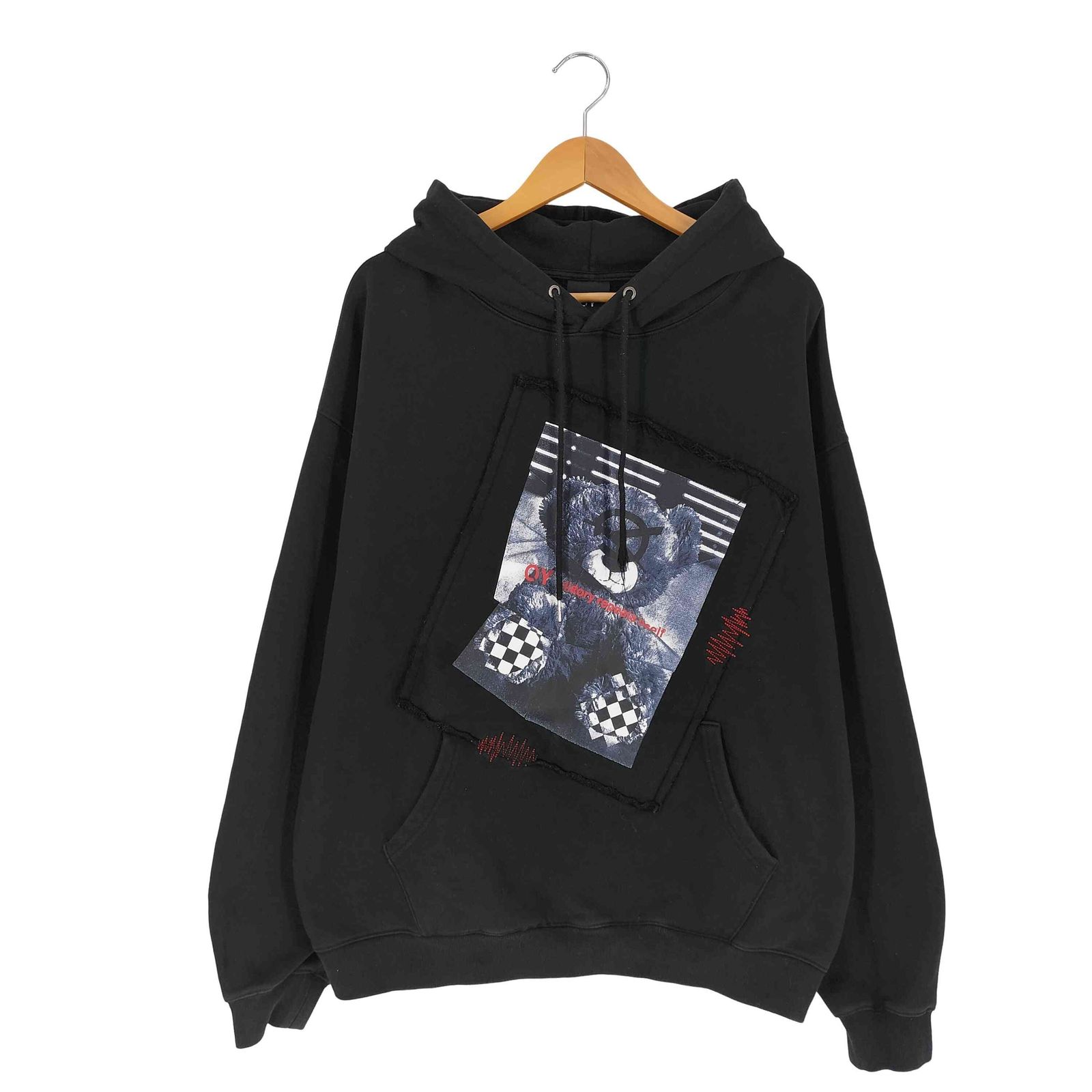 ビリーアイリッシュ バンドパーカー XL ブラック オーバーサイズ 大判プリント オーワイ OY WRINKLE Stitch ODOLLY HOODIE リンクル ステッチ