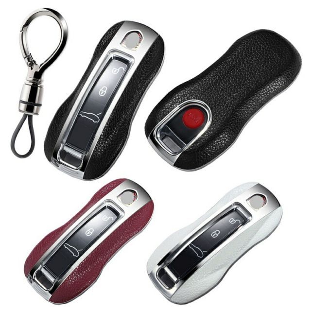 ポルシェ C レザー TPU 軽量 スマートキーケース キーカバー キーホルダー Porsche タイカン カイエン 911 992 2018年以降のパナメーラ ブラック レッド ホワイト 黒 赤 白 アクセサリー メンズ レデ