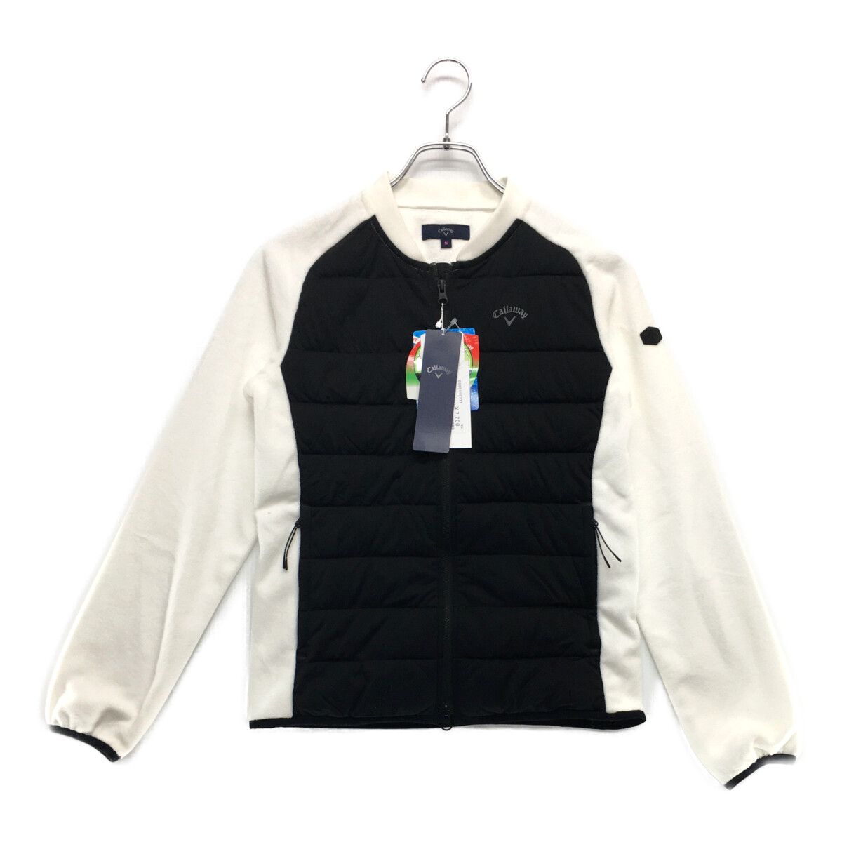 未使用品 レディース キャロウェイ Callaway フルジップアウター M 黒×白 フリース 中綿入り ダブルジップ