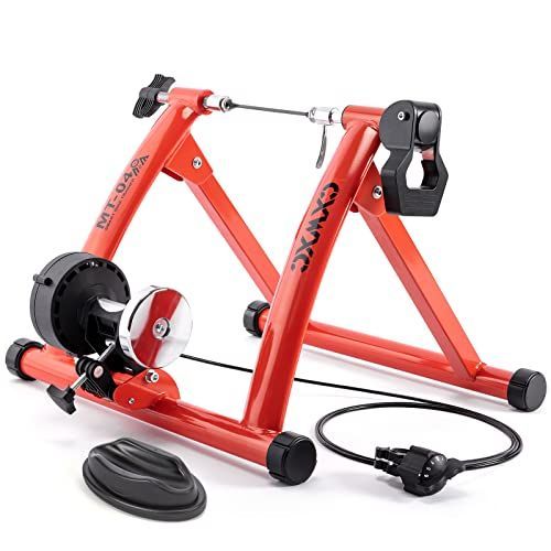レッド CXWXC 自転車 ローラー台 固定ローラー サイクルトレーナー 26～29インチ対応 6段階負荷調整 マグネット式 折り畳み リモコンシフター・マグライザー・専用クイックレリーズ付き（MT-04