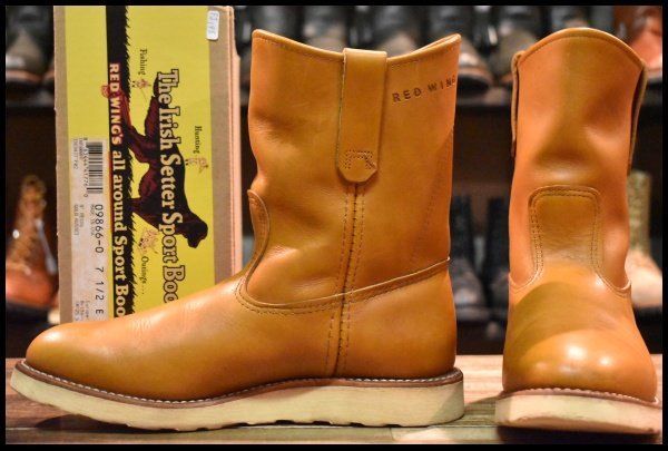 7.5E 12年 レッドウィング 9866 ゴールドラセット ペコス 茶 クッションソール プルオン ブーツ redwing HOPESMORE FJ195