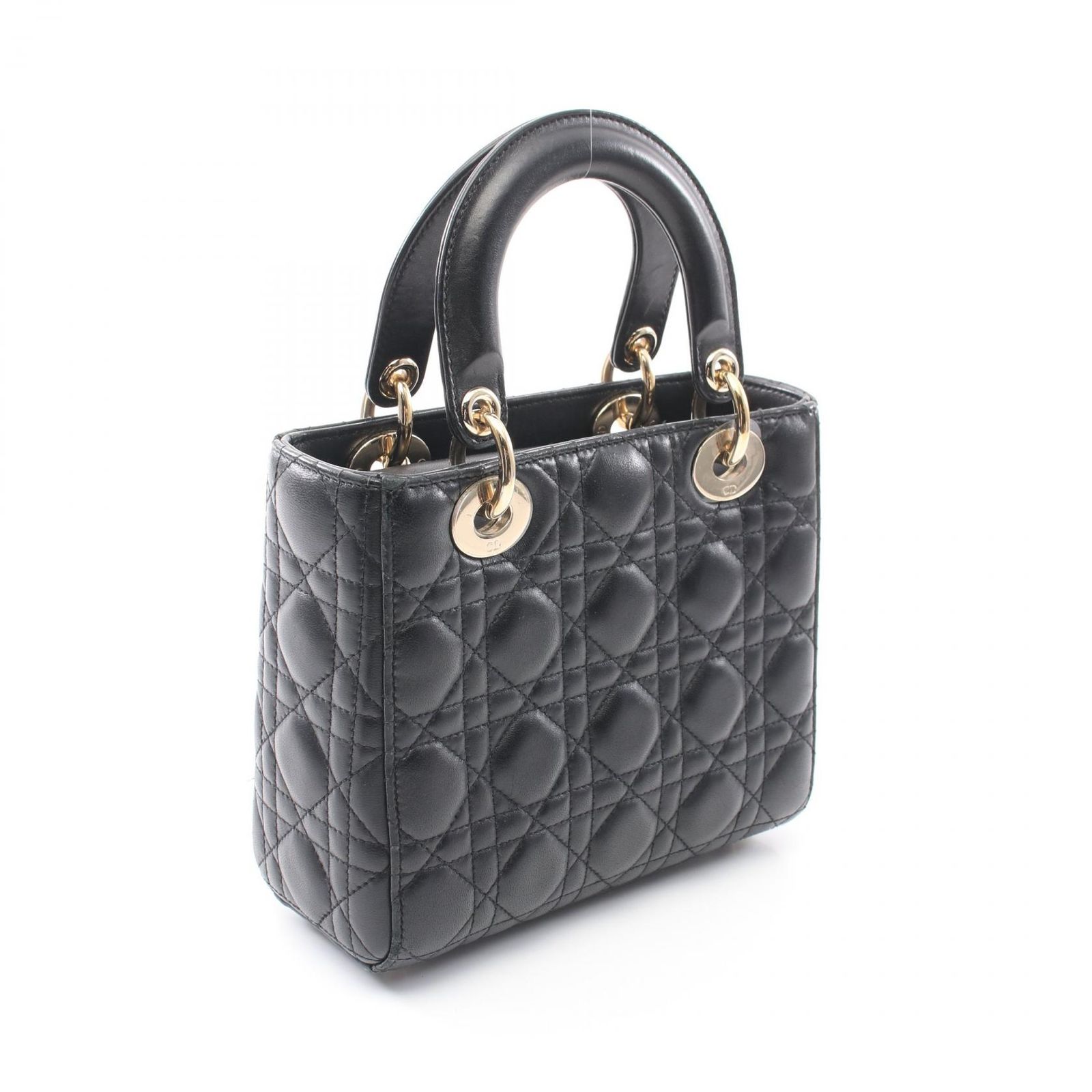 【中古】 Christian Dior クリスチャン・ディオール M0538ONGE_M900 マイレディディオール カナージュ レザー スモール  2WAYハンドバッグ ブラック  ス 24033625 SA クリスチャンディオール Christian Dior ハンドバッグ LADY DIOR MY