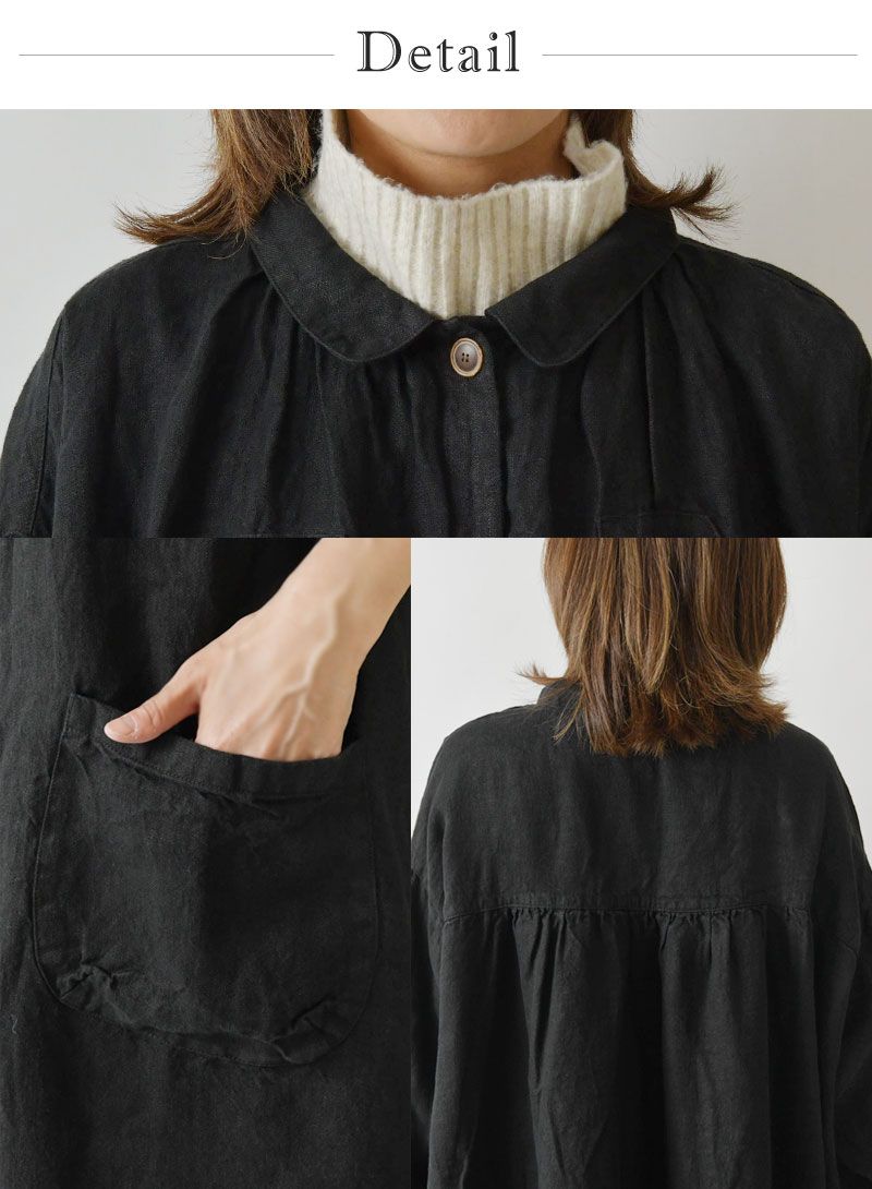 □新品・未使用□tumugu: ツムグ ソリトリネンコート ブラック □新品 