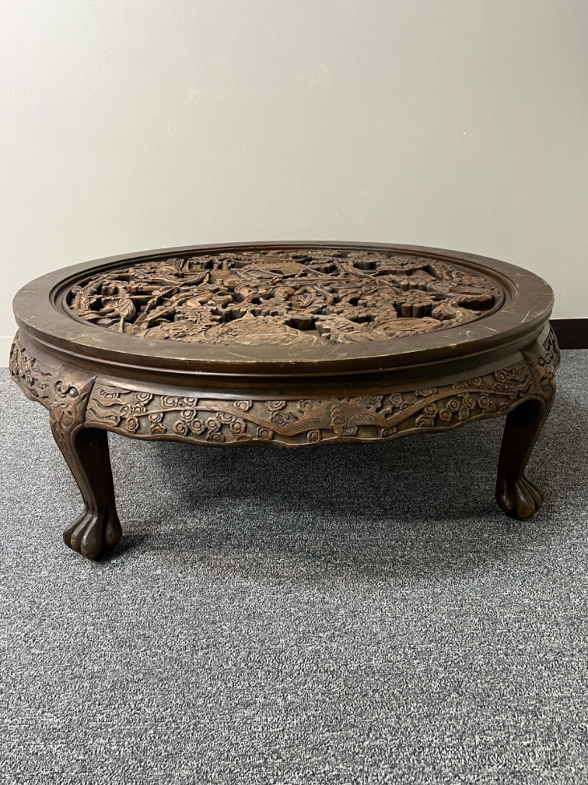 ⭐︎ 木彫 彫刻 円卓 ちゃぶ台 アジアン 円テーブル 円型 中国