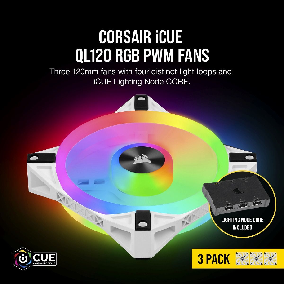 【新品2年保証】CORSAIR QL120 RGB White 3個パック