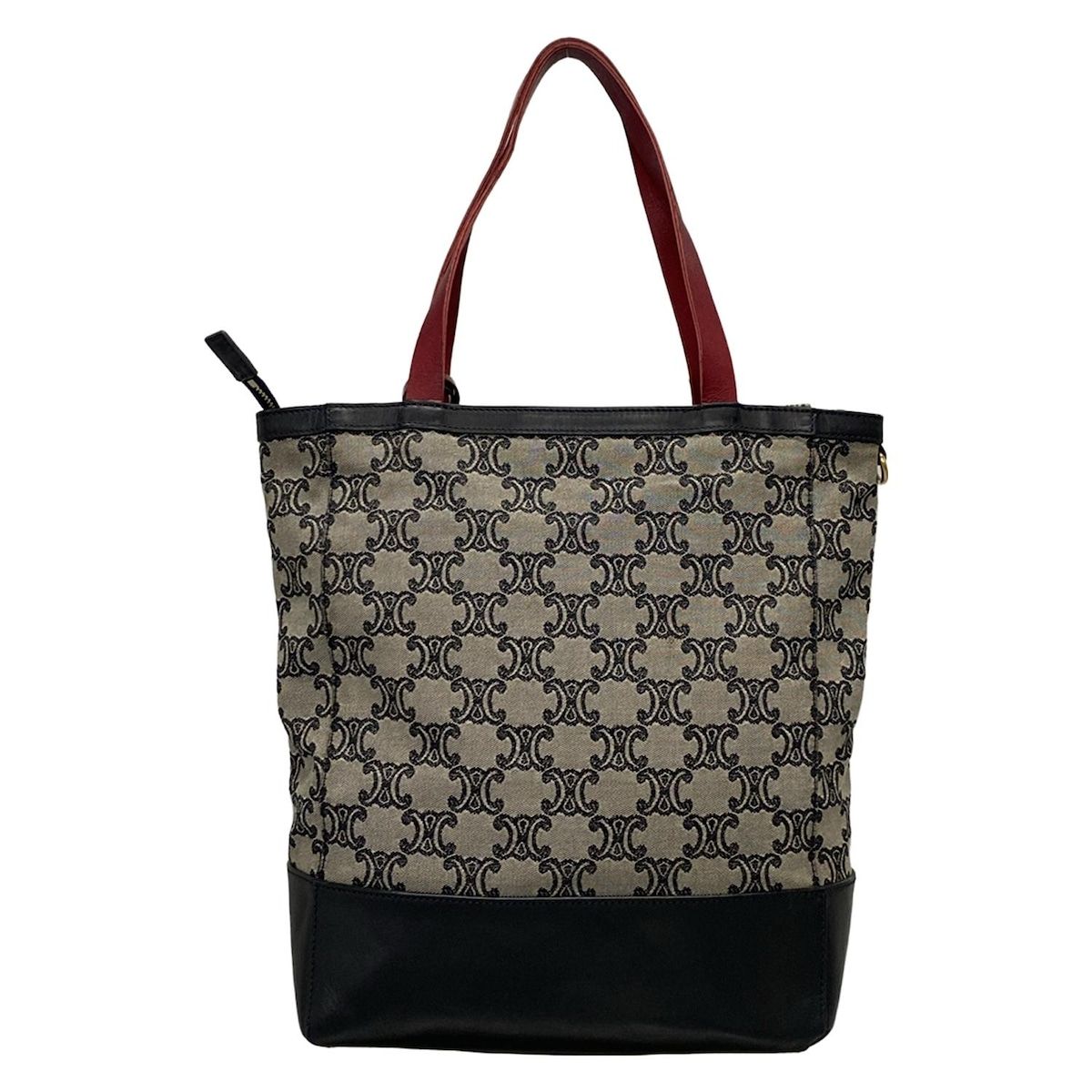 CELINE(セリーヌ) ハンドバッグ マカダム柄 グレー×黒×レッド