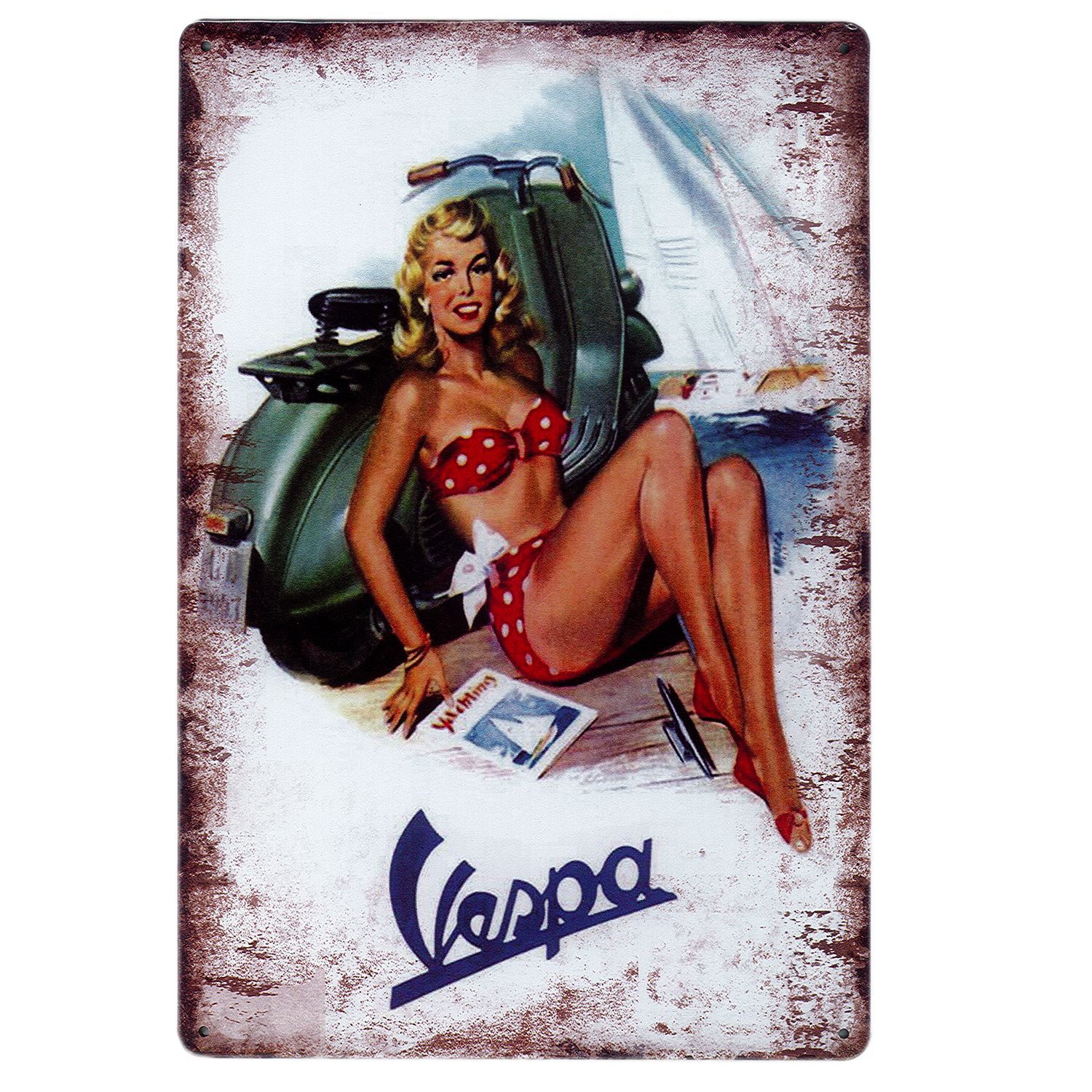 ワイルドルート クリーム オイルの広告看板　ヴィンテージ　アンティーク看板　美品 VESPA アメリカン雑貨 ブリキ看板 オイル ポスター アメリカン