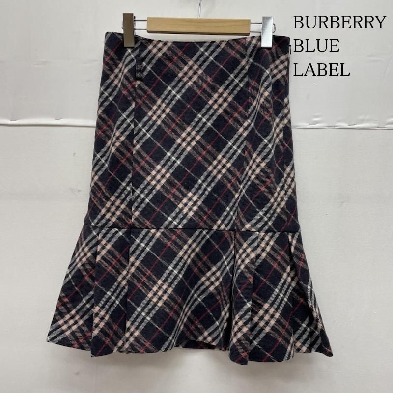 BURBERRY BLUE LABEL バーバリー ブルーレーベル スカート ひざ丈スカート ノバチェック ひざ丈 ウール プリーツスカート バーバリーチェック サイドジップ fxf74-871-08