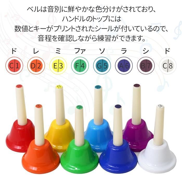 ハンドベル C-D-E-F-G-A-B-C' 音階付き ハンドベル
