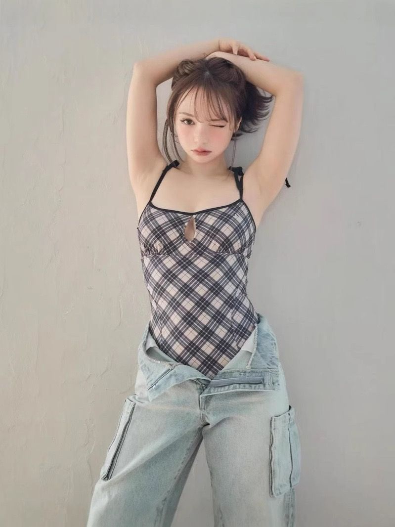 andmary Nadia check swimsuit 水着 ANDMARY】Nadia check swimsuit