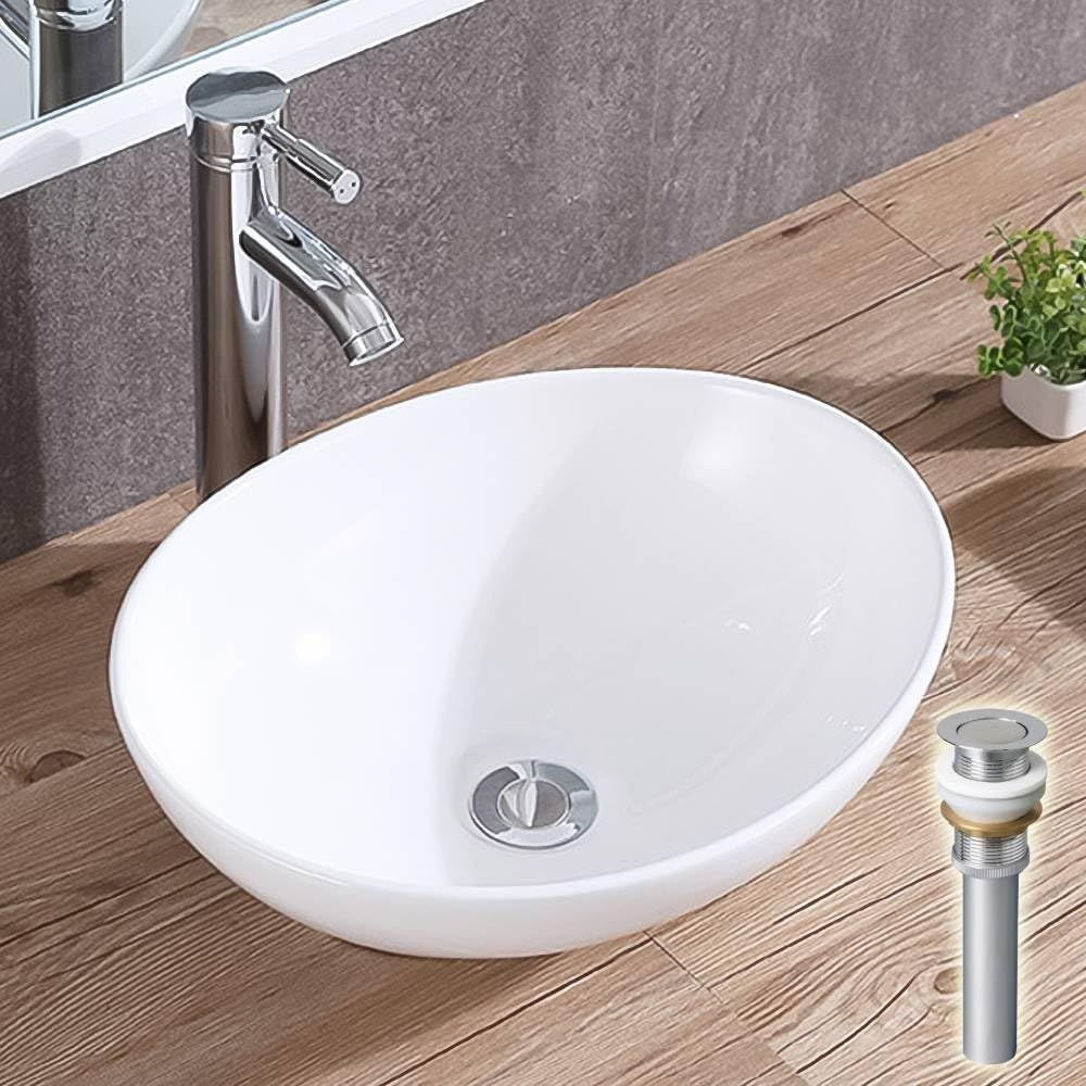 Bonarca 洗面台ボウル 排水栓付き 幅41cm 高さ15cm 底面直径15cm 小型 洗面台 置き型 おしゃれ 洗面ボール 手洗い鉢 手洗いボウル