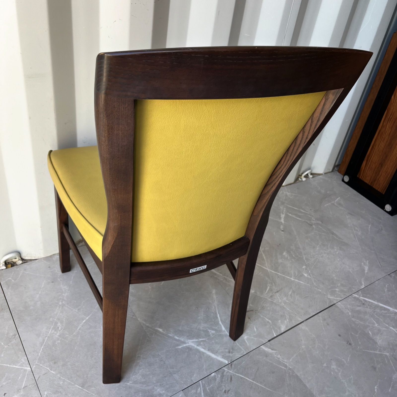 北欧風天然木イエロー合皮ダイニングチェア4脚