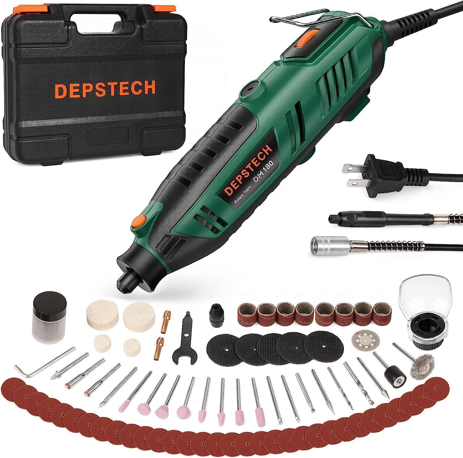 ミニルーター 40000RPM高速回転 128pcs 180W 6段変速 DEPSTECH リューター ハンドルーター シールドアタッチメント 木工|彫刻|穴あけ|研磨|切断|切削|つや出し|マニキュア|汚れ落とし