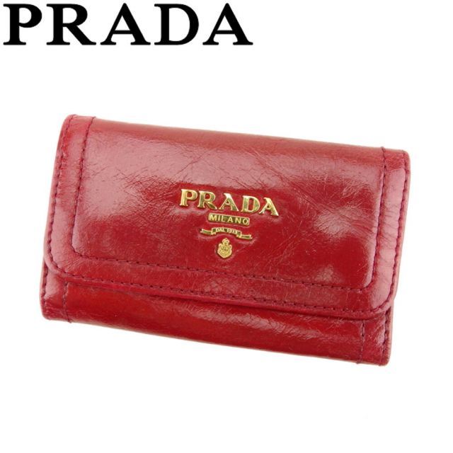 PRADA キーケース 赤 レザー 6連ゴールド金具 SALE！】PRADA プラダ 6連キーケース レッド 赤 レザー