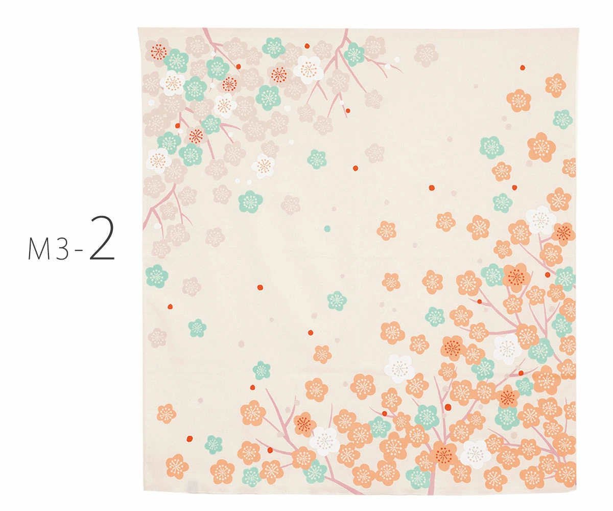 風呂敷 大判 「むす美」100ひめむすび Adeline Klam 梅 菊 牡丹 ふろしき  オーガニックコットン100% 約100cm 選べる6タイプ インテリアにも使える タペストリーとしても使える。