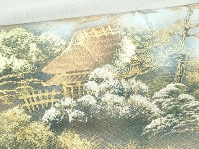 訪問着 作家物 遠山模様 金彩 暈し 白練色 K-4966 訪問着 作家物 遠山模様 金彩 暈し 白練色 K-4966