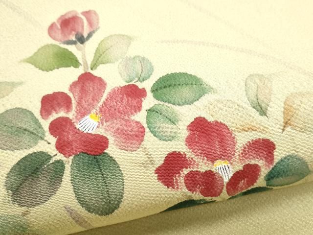 平和屋着物○九寸名古屋帯 枝椿 鬼しぼ縮緬 正絹 逸品 CAAX1553hy