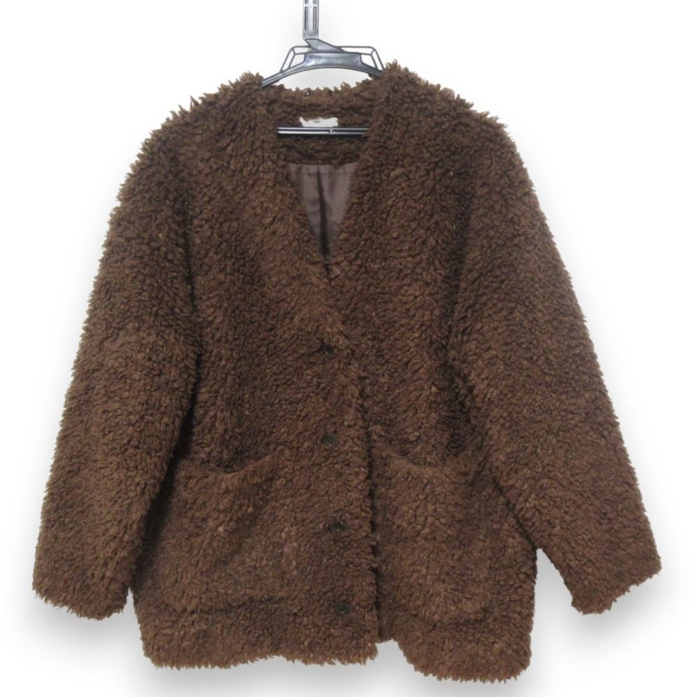 美品 22AW yori ヨリ プードルボアジャケット ノーカラージャケット YR2225-101AW-2 サイズ38 ブラウン レディース 古着 中古 USED 美品 22AW yori ヨリ プードルボアジャケット ノーカラージャケット