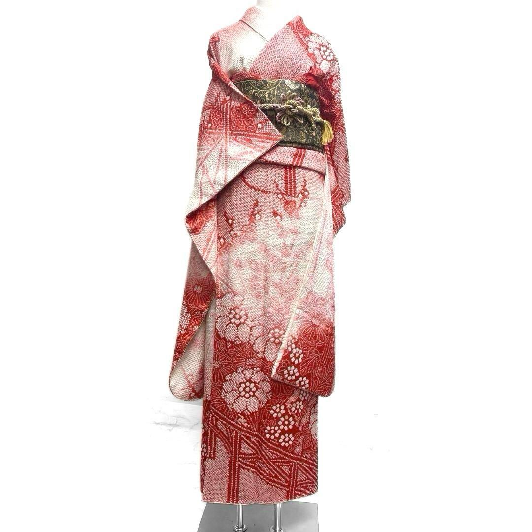 振袖　総絞り　菊花　花模様　紅白　成人式　着物　083a p 振袖 総絞り 菊花 花模様 紅白 成人式 着物 083a p 振袖 総絞り 菊花