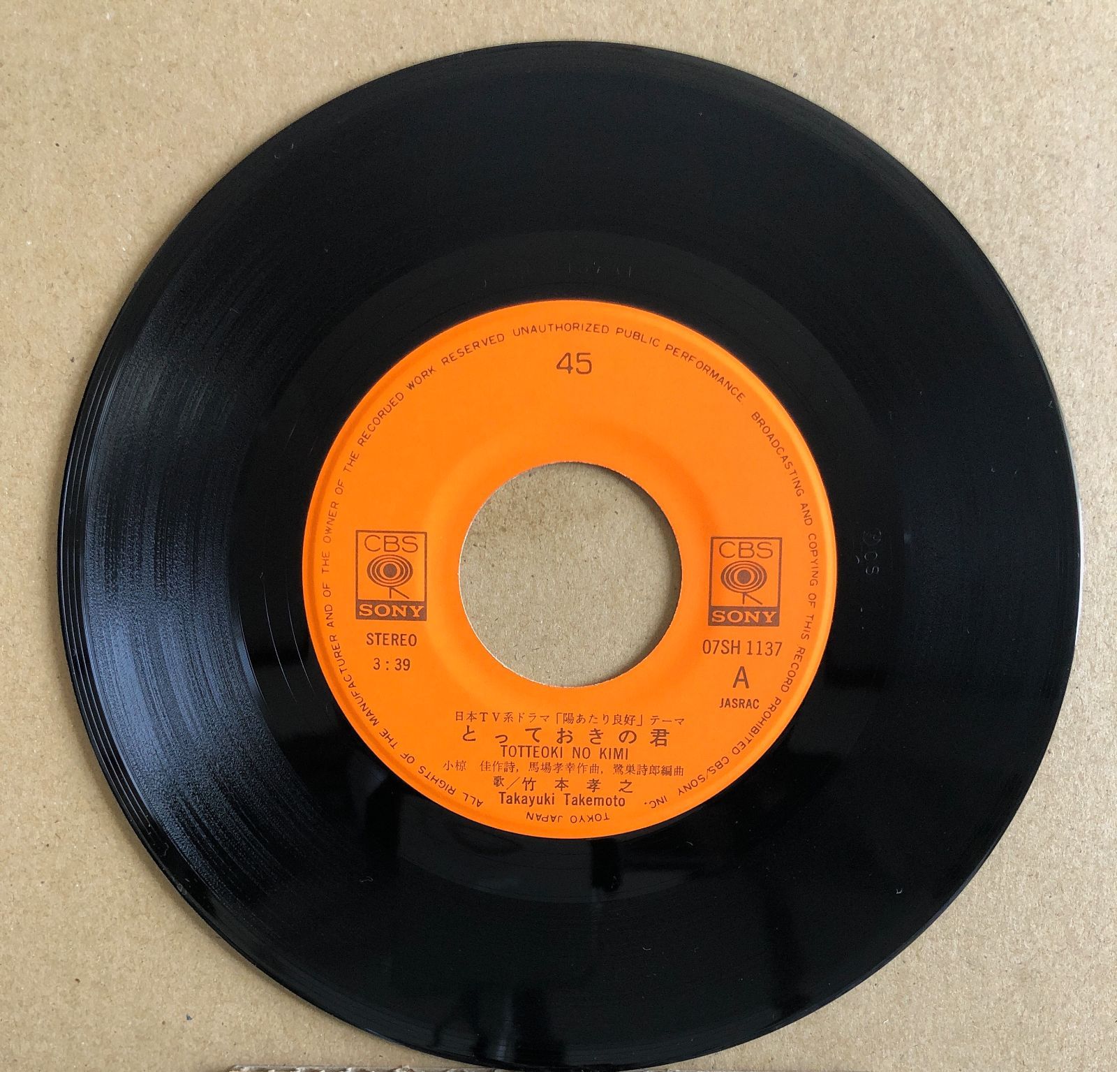 邦EP】竹本孝之「とっておきの君」あだち充原作テレビドラマ「陽