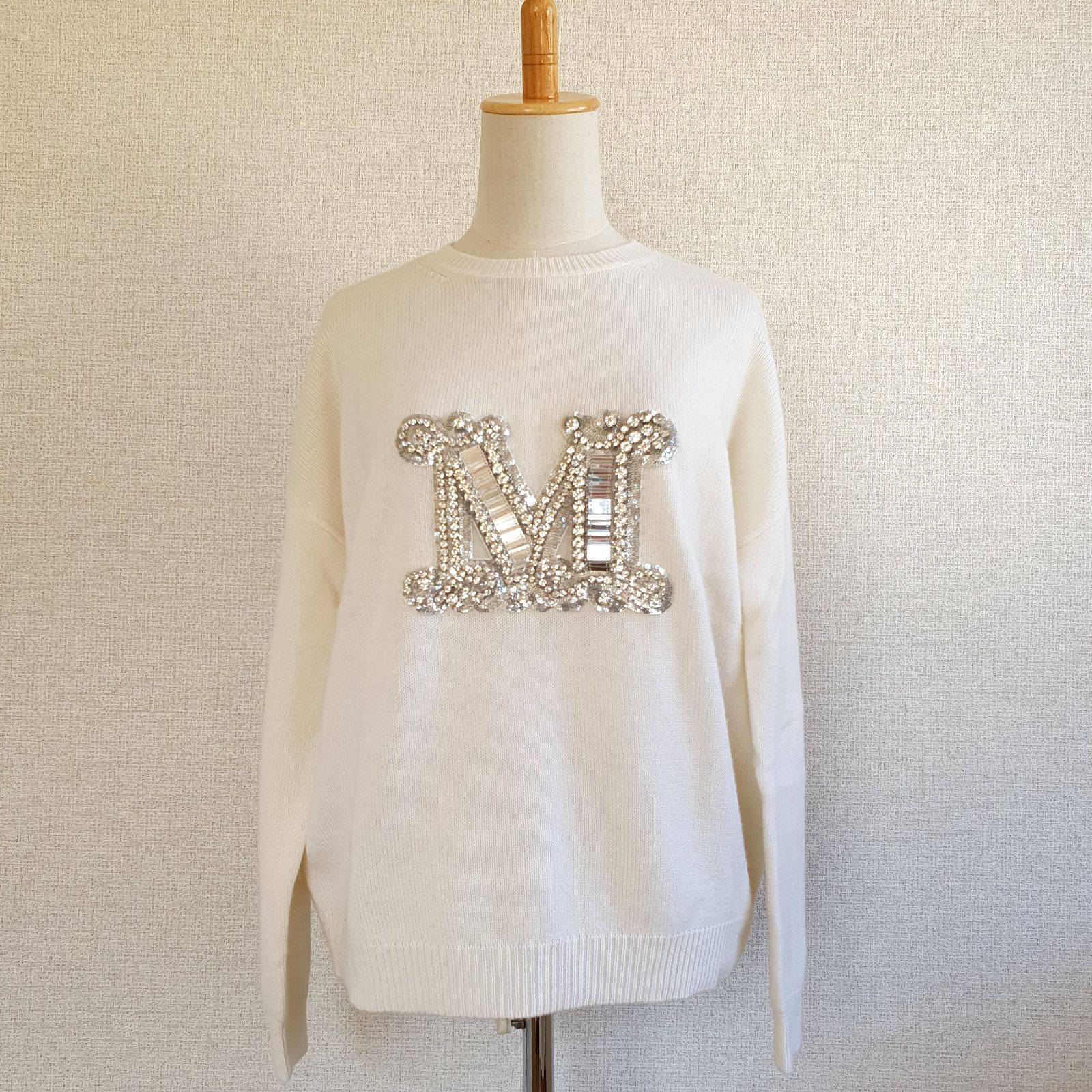 新品・未使用】MAX MARA PALATOロゴラインストーンカシミアセーター 