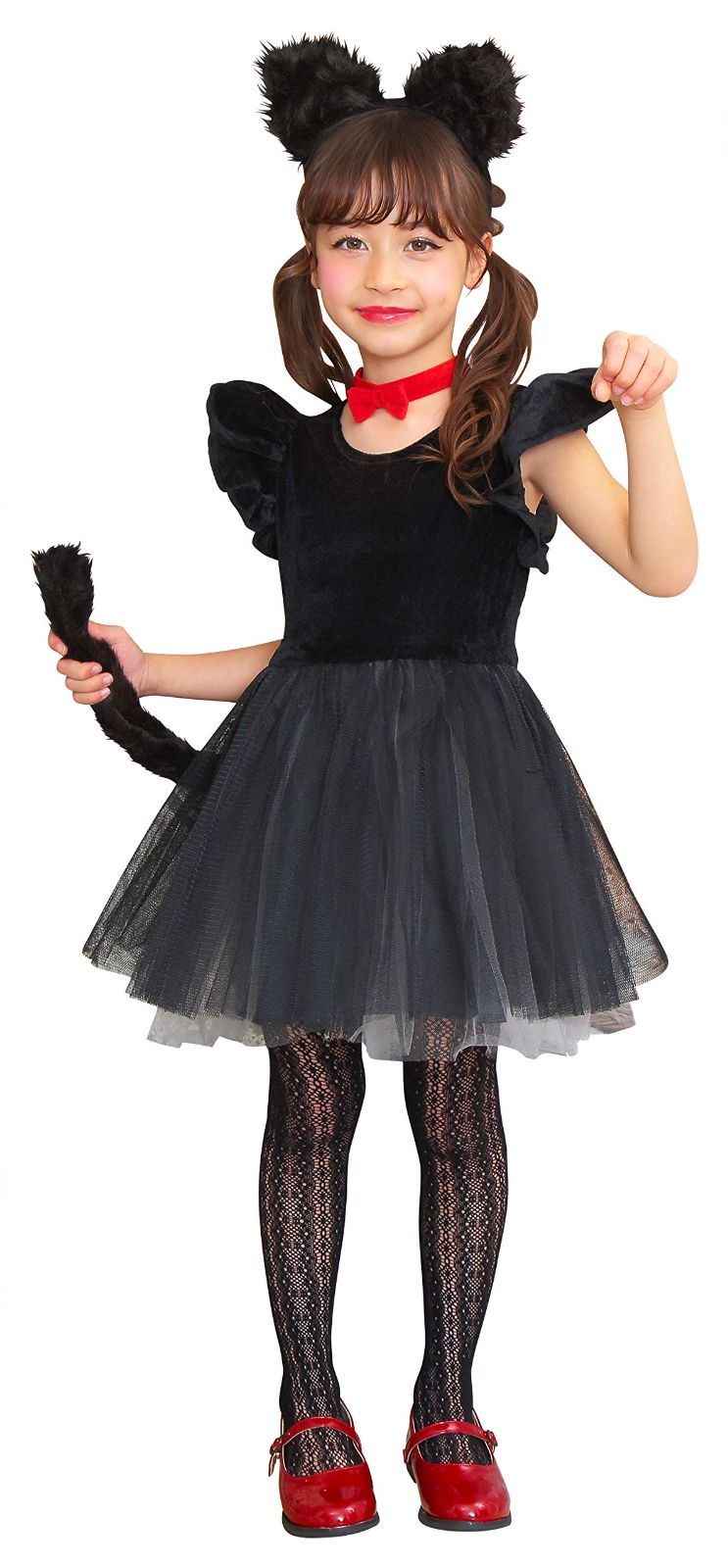 【新着商品】キッズ 黒猫 猫 プティシャノワール ねこ 衣装 キッズ 120cm ハロウィン ブラック コスプレ 衣装 仮装 [クリアストーン] コスチューム