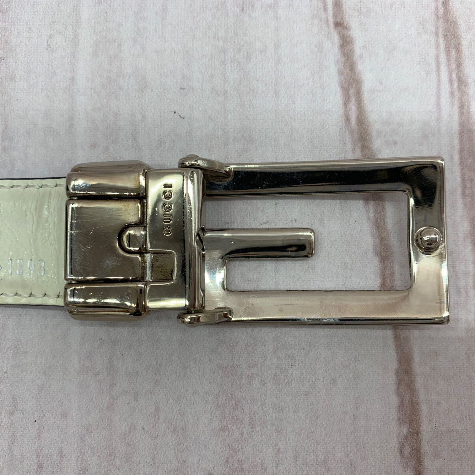 GUCCI グッチ リバーシブル ベルト シルバー金具 ブラック 黒 本革 G  